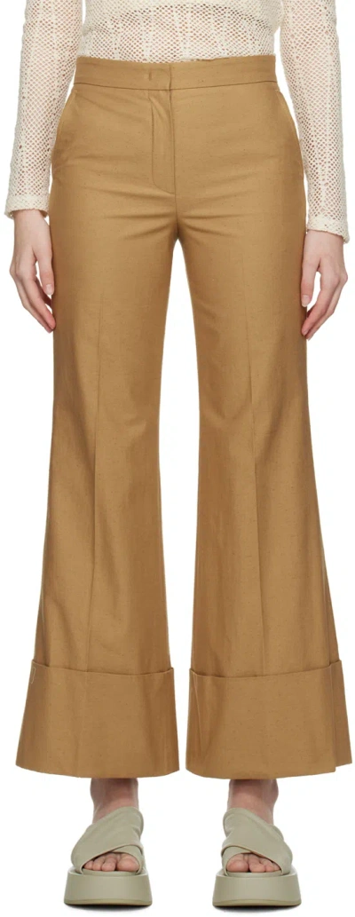 Recto Brown 70s Bohemian Trousers In Vintage Brown