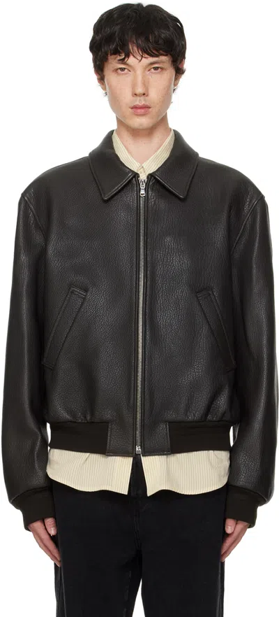 Recto Brown Ben Leather Jacket In Dark Brown