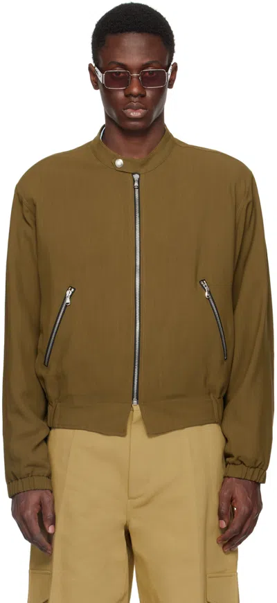 Recto Brown Casotto Bowling Jacket In Khaki Brown