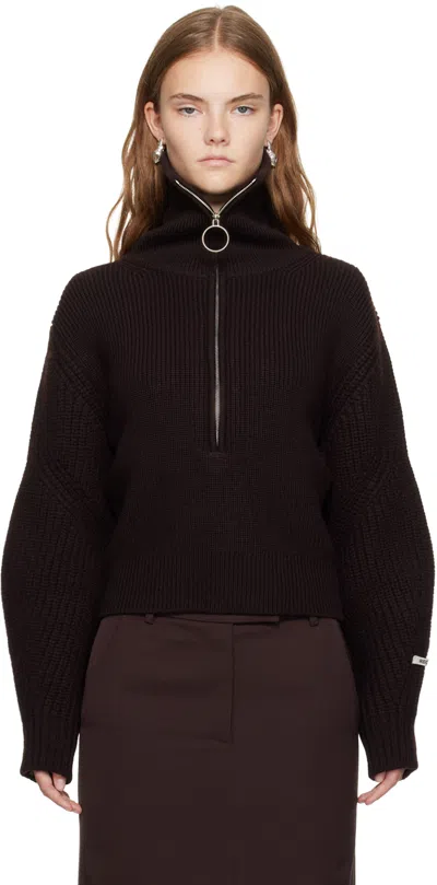Recto Brown Half-zip Polo In Vintage Brown
