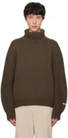 Recto Brown Logo Patch Turtleneck In Khaki Brown