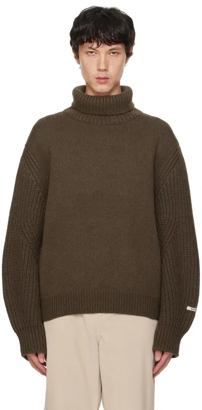 Recto Brown Logo Patch Turtleneck In Khaki Brown