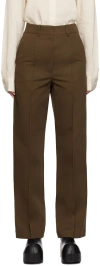 Recto Brown Pinched Seam Trousers In Vintage Brown