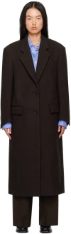 Recto Brown Single Breasted Tailored Coat In Dark Brown