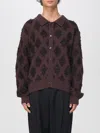 Recto Argyle-pattern Polo Cardigan In Brown