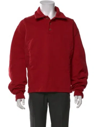 Pre-owned Recto Collar Long Sleeve Polo Shirt W/ Tags In Red
