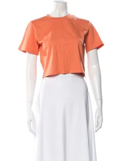 Pre-owned Recto Crew Neck Short Sleeve Crop Top In Orange