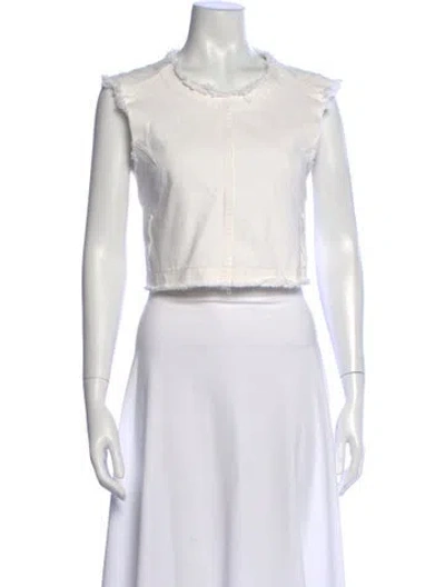 Pre-owned Recto Crew Neck Sleeveless Crop Top In White