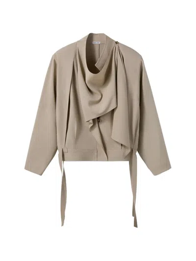 Recto Draped Scarf-detail Jacket In Brown