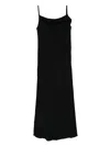 Recto Black Drapery Neckline Slip Midi Dress In Black