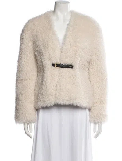 Pre-owned Recto Faux Fur Jacket In Neutrals