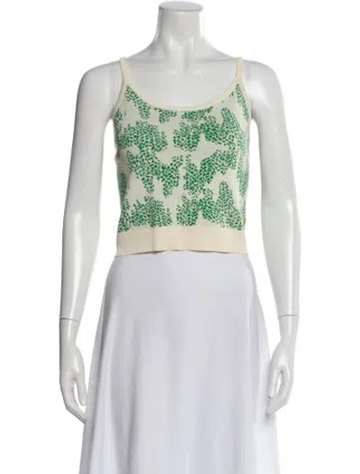 Pre-owned Recto Graphic Print Scoop Neck Crop Top In Multi