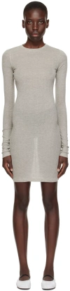 Recto Gray Overlay Minidress In Melange Grey