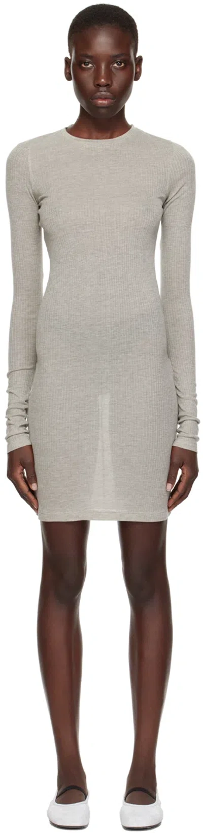 Recto Gray Overlay Minidress In Melange Grey