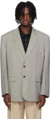 Recto Gray Oversize Single Breasted Blazer In Kg