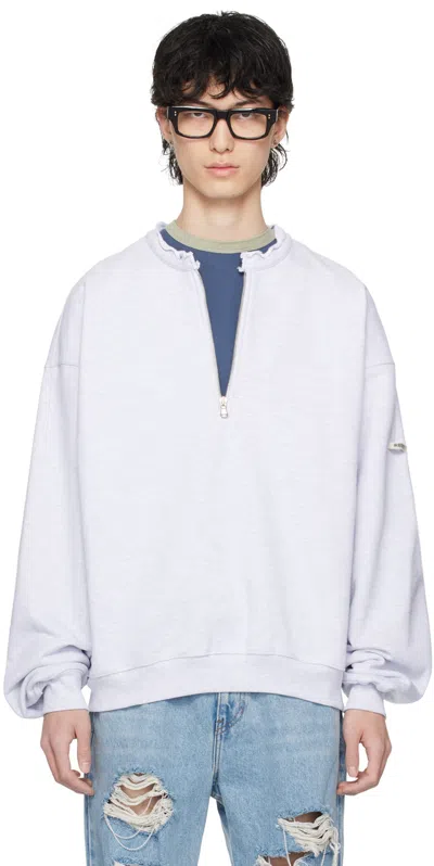 Recto Grey Raw Edge Sweatshirt In Melange Grey