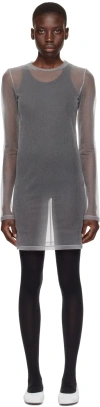 Recto Gray Sheer Minidress In Light Grey