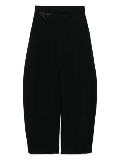 Recto High-rise Curved Legs Wool Pants In Schwarz