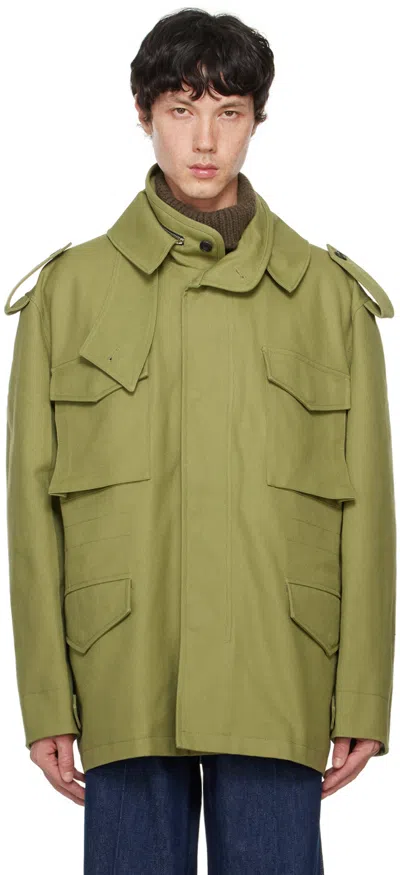 Recto Khaki French Vintage Military Canvas Jacket In Vintage Green