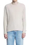 Recto Beige Bold Rib Long Sleeves Knit Sweater In Beige