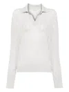 Recto Lace Rib Sheer Knit Top In Grey