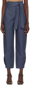 Recto Navy Curved Shape Trousers In Ink Navy