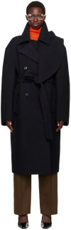 Recto Navy Handmade Kuse Coat In Dark Navy