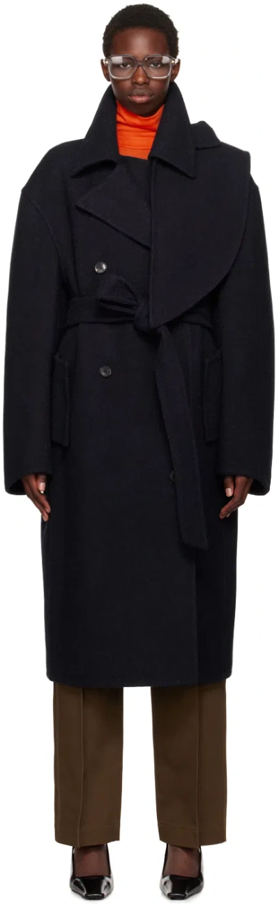 Recto Navy Handmade Kuse Coat In Dark Navy