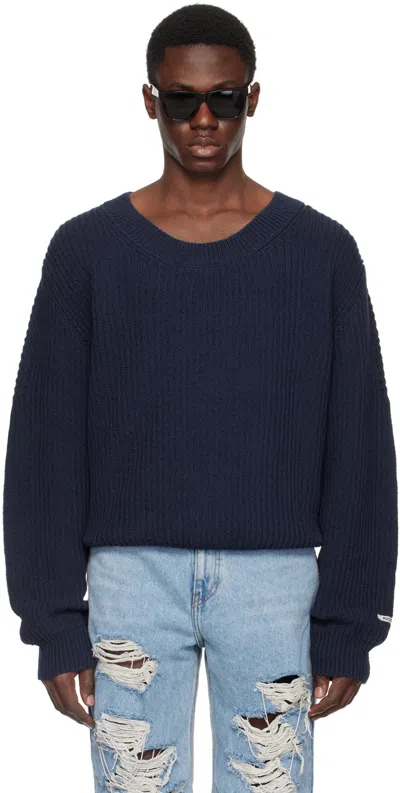 Recto Navy Jacquard Patch Jumper