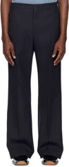 Recto Navy Signature Rc Flared Trousers In Va