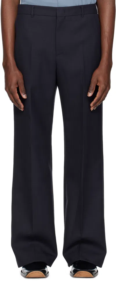 Recto Navy Signature Rc Flared Trousers In Va