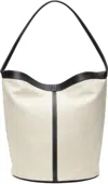 Recto Off-white Canvas Large Bucket Bag In Oatmeal/black
