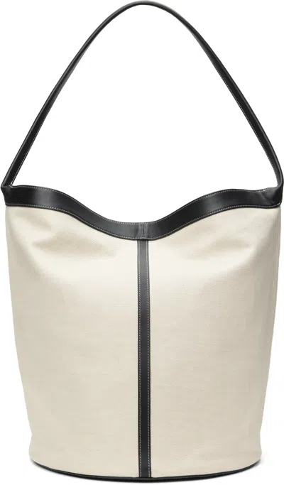 Recto Off-white Canvas Large Bucket Bag In Oatmeal/black