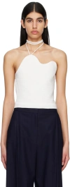 Recto Curved Knit Halter Top In Off White