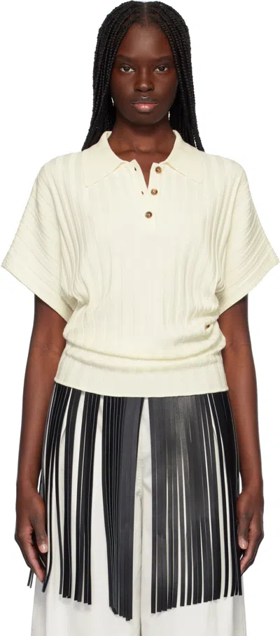 Recto Off-white Dolman Sleeves Knit Polo In Ivory