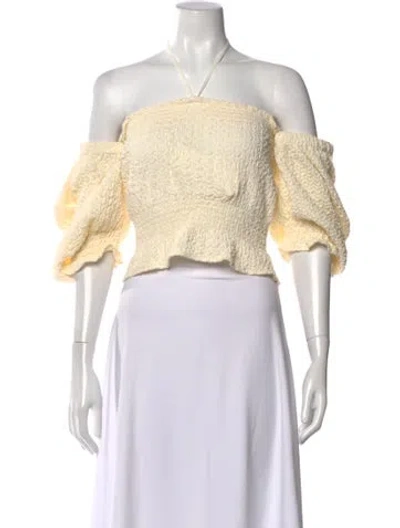 Pre-owned Recto Off-the-shoulder Short Sleeve Crop Top In Neutral