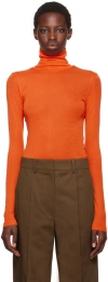 Recto Orange Overlaid Logo Turtleneck In Orange