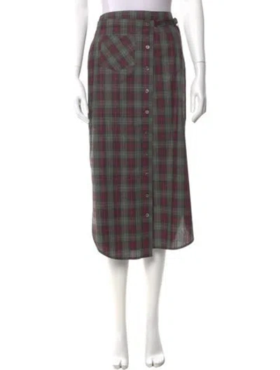 Pre-owned Recto Plaid Print Midi Length Skirt In Multi