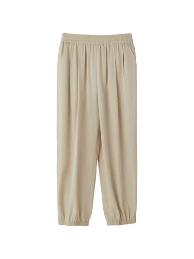 Recto Pleated Elasticated-cuff Trousers In Neutral