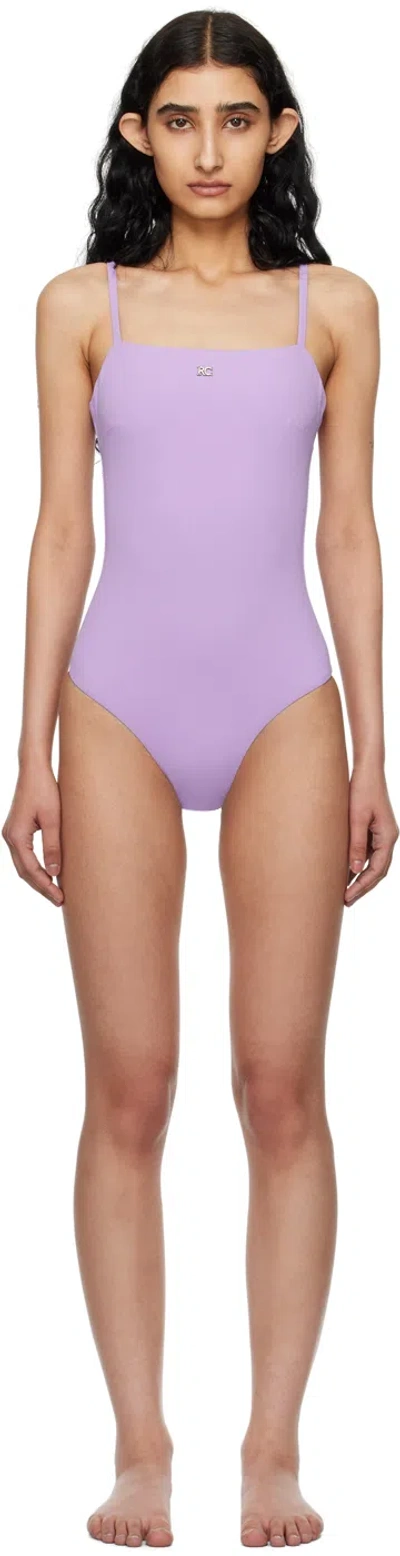 Recto Purple Square Neck Swimsuit In Light Violet
