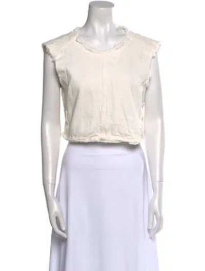 Pre-owned Recto Scoop Neck Sleeveless Crop Top In Neutral