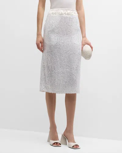 Recto White H-line Midi Skirt