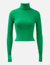 Recto Signature Open Back Detail Roll Neck Sweater In Green
