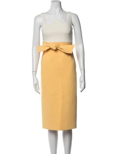 Pre-owned Recto Square Neckline Knee-length Dress In Yellow