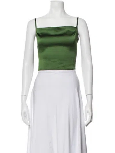 Pre-owned Recto Square Neckline Sleeveless Crop Top In Green