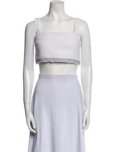 Pre-owned Recto Square Neckline Sleeveless Crop Top In White