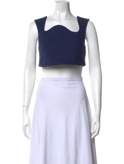 Pre-owned Recto Square Neckline Sleeveless Crop Top In White