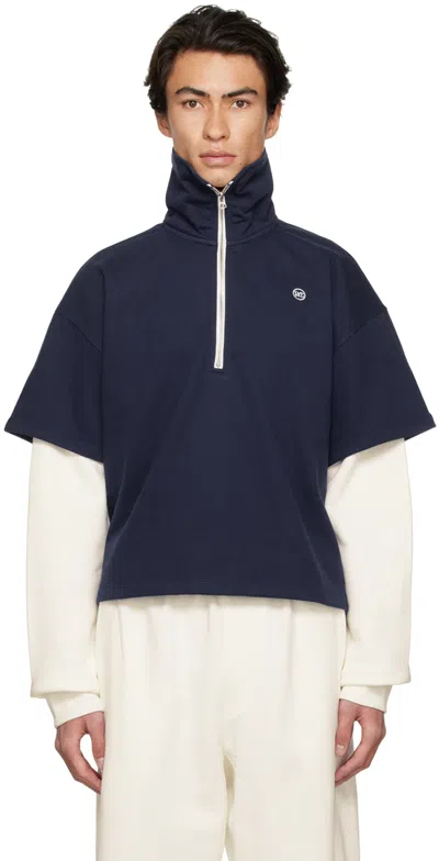 Recto Ssense Exclusive Navy Half-zip Polo In Nv Navy