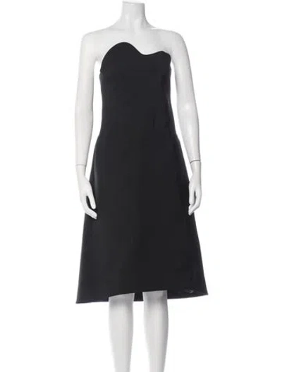 Pre-owned Recto Strapless Midi Length Dress In Black