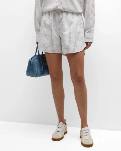 Recto Striped Pull-on Shorts In Off White